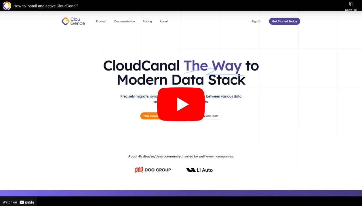 How to install and active CloudCanal?
